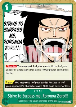 Pour espérer pouvoir un jour me surpasser, Zoro !! OP14-036 — The Azure Sea's Seven