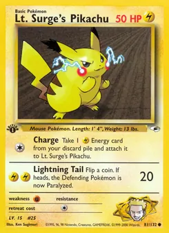 Lt. Surge's Pikachu 81/132 — Gym Heroes