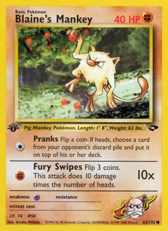 Blaine's Mankey 63/132 — Gym Challenge