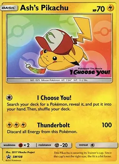Pikachu de Sacha SM108 — SM Black Star Promos