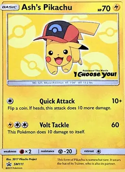 Pikachu de Sacha SM111 — SM Black Star Promos