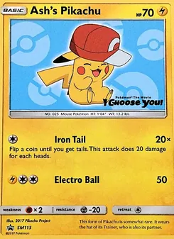 Pikachu de Sacha SM113 — SM Black Star Promos