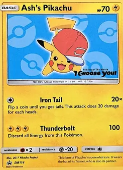 Pikachu de Sacha SM114 — SM Black Star Promos